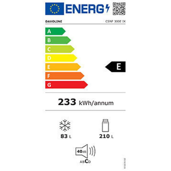 Davoline Ψυγειοκαταψύκτης 293lt Total NoFrost Υ185xΠ60xΒ60εκ. Inox CSNF 300 E IX