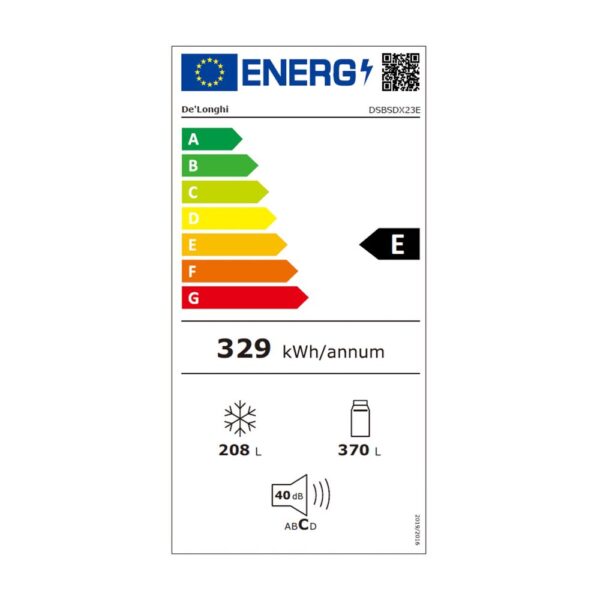 DeLonghi DSBSDX23E Ψυγείο Ντουλάπα 578lt Full No Frost Υ179.5xΠ91xΒ73.5cm Inox
