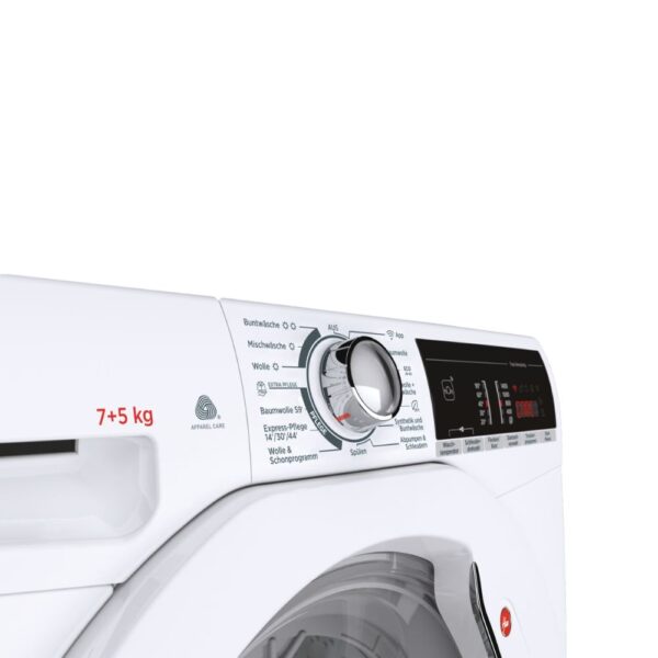 Hoover H3DO4755T2/1-48 Πλυντήριο-Στεγνωτήριο 7/5 kg, 1400 RPM, Κατηγορία συνδυασμένου κύκλου E, προηγμένο τηλεχειριστήριο και πρόσθετο περιεχόμενο (Wi-Fi + BLE), Λευκό, Π x Β x Υ (cm) 60x54x85