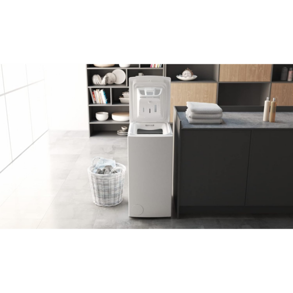 Πλυντήριο ρούχων Bauknecht WMT Pro Eco 6ZB Top-Loading / 6 kg / 1200 rpm / Πρόγραμμα κατά των λεκέδων / FreshFinish / Τεχνολογία ZEN / Καθυστερημένη εκκίνηση / Μαλακό άνοιγμα / Κοντό 30 ίντσες / 15° Πράσινο & Καθαρό
