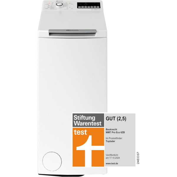 Πλυντήριο ρούχων Bauknecht WMT Pro Eco 6ZB Top-Loading / 6 kg / 1200 rpm / Πρόγραμμα κατά των λεκέδων / FreshFinish / Τεχνολογία ZEN / Καθυστερημένη εκκίνηση / Μαλακό άνοιγμα / Κοντό 30 ίντσες / 15° Πράσινο & Καθαρό