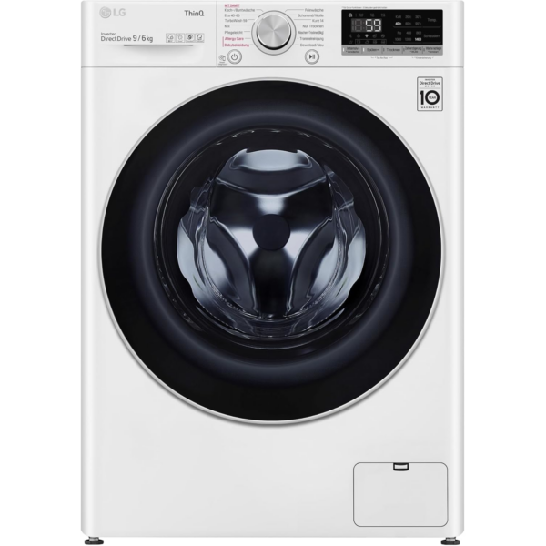 LG V5WD96H1 Class E μπροστινό πλυντήριο στεγνωτήριο 9-6kg Wi-Fi AI Direct Drive Deep Steam TurboWash Μεγάλης χωρητικότητας Tempered Glass Εξωτερική πόρτα 62 x 60 x 85 cm - Λευκό