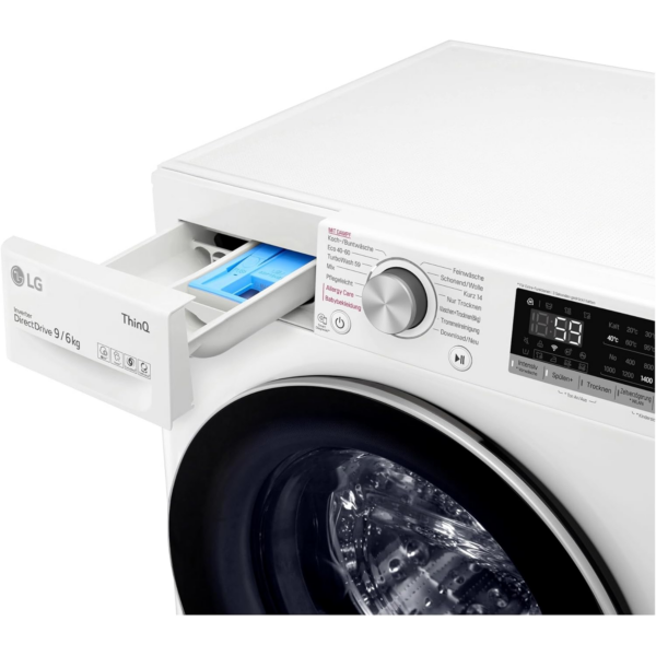 LG V5WD96H1 Class E μπροστινό πλυντήριο στεγνωτήριο 9-6kg Wi-Fi AI Direct Drive Deep Steam TurboWash Μεγάλης χωρητικότητας Tempered Glass Εξωτερική πόρτα 62 x 60 x 85 cm - Λευκό