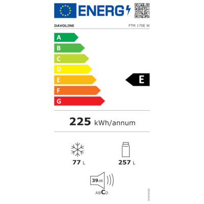 Davoline Ψυγείο Δίπορτο 334lt NoFrost Υ170xΠ60xΒ67εκ. Λευκό FTM 170 E W