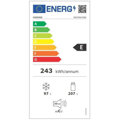 Hisense Ψυγειοκαταψύκτης 304lt NoFrost Υ186xΠ59.5xΒ59εκ. Μαύρος RB390N4GBE