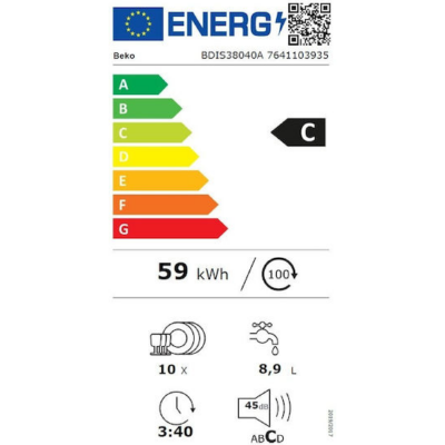Πλυντήριο Πιάτων Πλήρως Εντοιχιζόμενο Beko BDIS38040A 45cm Inox