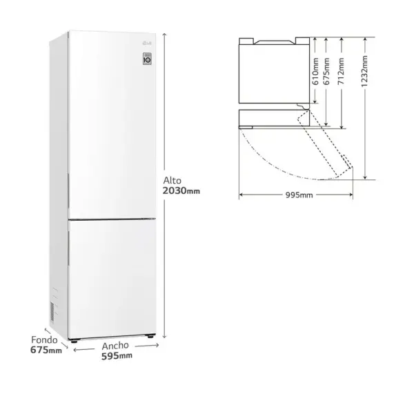 Lg GBP62SWNAC Ψυγειοκαταψύκτης 384lt Total NoFrost