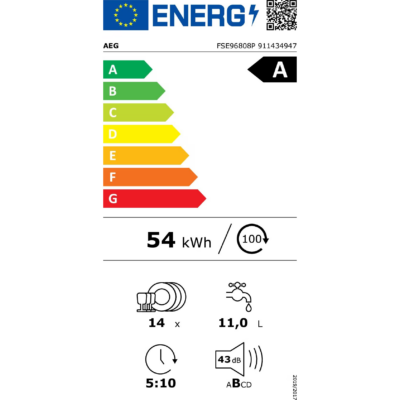 Πλυντήριο Πιάτων Πλήρως Εντοιχιζόμενο AEG FSE96808P 60cm