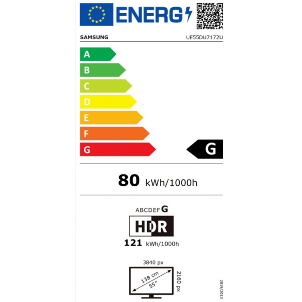 Samsung Smart Τηλεόραση 55" 4K UHD LED UE55DU7172UXXH HDR (2024)