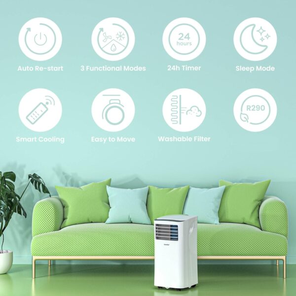 Φορητό Κλιματιστικό Comfee MPPH-09CRN7 9.000 BTU, 2,6 kW, Ψύξη, Αερισμός & Αφύγρανση, με Σωλήνα Εξαγωγής [Ενεργειακή Κλάση A]