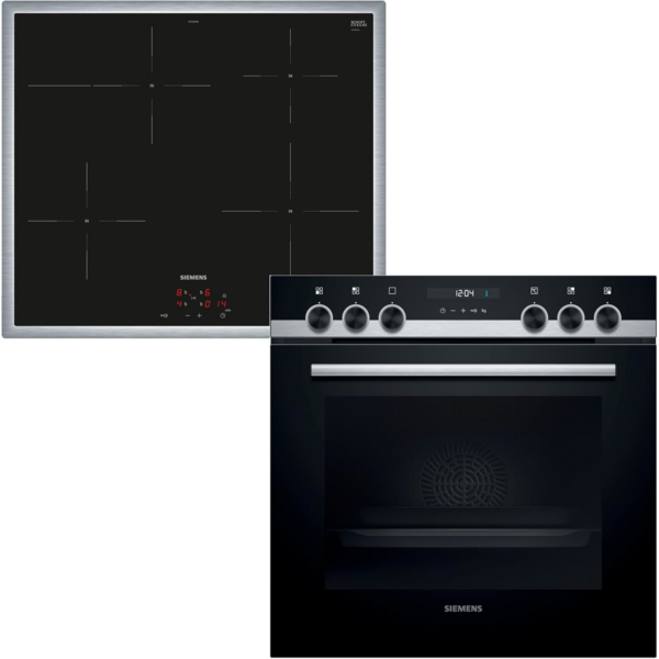 Σετ Εντοιχιζόμενος Φούρνος Siemens EQ522IA00 iQ500 & Επαγωγική εστία (HE517ABS1 + EI645CFB6E) Μαύρο