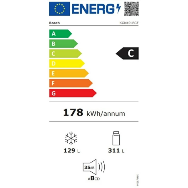 Ψυγειοκαταψύκτης Bosch KGN49LBCF 440lt Total NoFrost Μαύρος