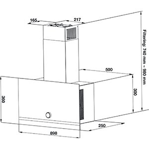 Απορροφητήρας Bauknecht DBHVA 92F LM K χωρίς κεφαλή / 90 cm/ Κλάση ενεργειακής απόδοσης A
