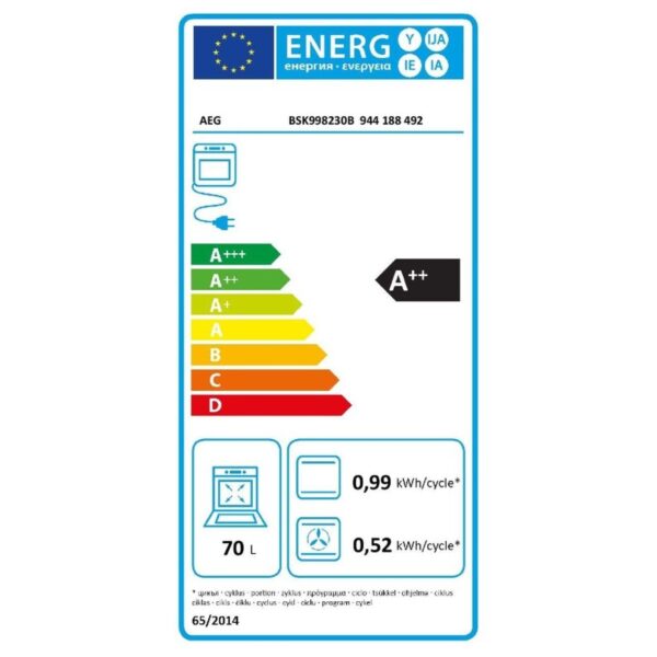 Εντοιχιζόμενος φούρνος AEG BSK998230B, Φούρνος ατμού / Με δυνατότητα Wi-Fi / Καθαρισμός με ατμό / Μαύρο