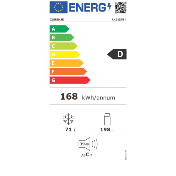 Ελεύθερος Ψυγειοκαταψύκτης Gorenje RK58DPS4 G200, Ανοξείδωτο Ατσάλι