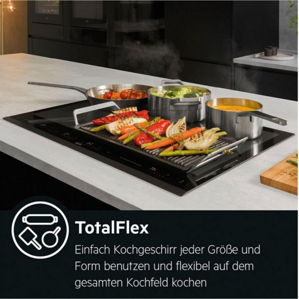 Επαγωγική εστία AEG IKE86683XB Σειρά 8000 με TotalFlex, Πλαίσιο από ανοξείδωτο ατσάλι.