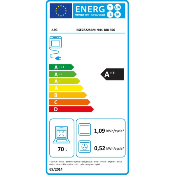 Εντοιχιζόμενος Φούρνος AEG BSE78228BM Σειρά 8000 Μαγείρεμα με ατμό, Μαύρο