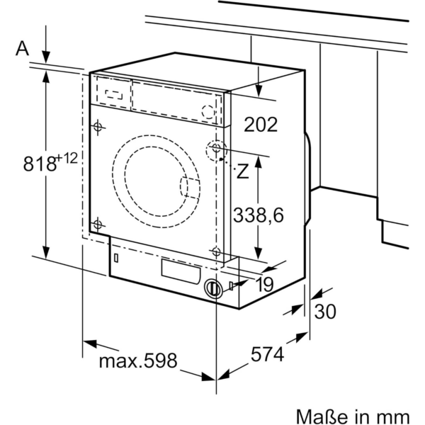 Εντοιχιζόμενο πλυντήριο ρούχων Siemens WI14W443 iQ700, με μπροστινή φόρτωση και χωρητικότητα 8 kg.
