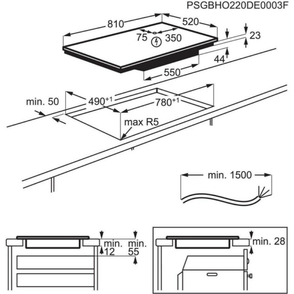 Επαγωγική εστία AEG TII84B00FZ Serie 6000 Ματ κεραμικό από γυαλί ζαφίρ / 80cm.
