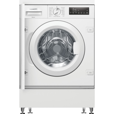 Εντοιχιζόμενο πλυντήριο ρούχων Siemens WI14W443 iQ700, με μπροστινή φόρτωση και χωρητικότητα 8 kg.