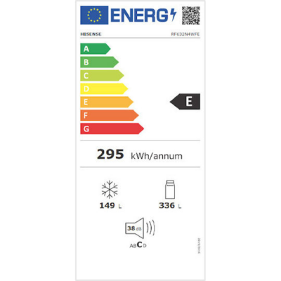 Ψυγείο Ντουλάπα Hisense RF632N4WFE 485lt NoFrost Μαύρο