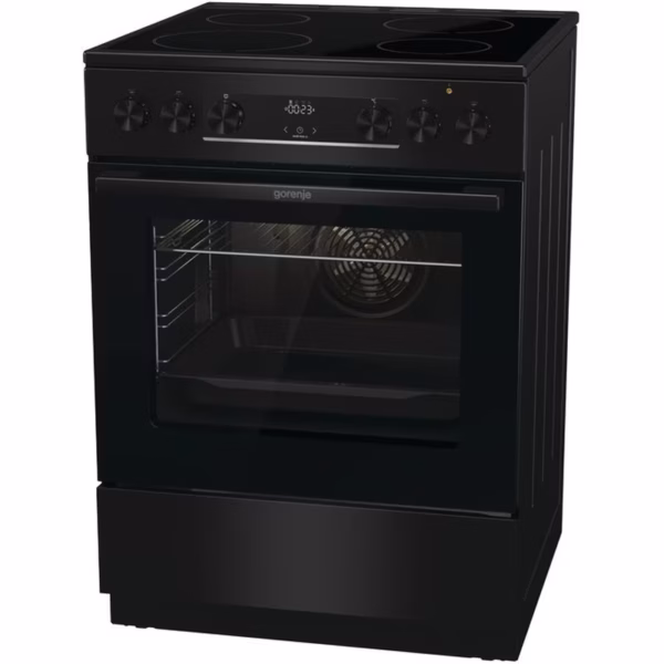Ελεύθερη Κουζίνα 71lt, Gorenje GEC6C40BG, με Κεραμικές Εστίες, με Υδρόλυση, Π60εκ, Α, Μαύρη