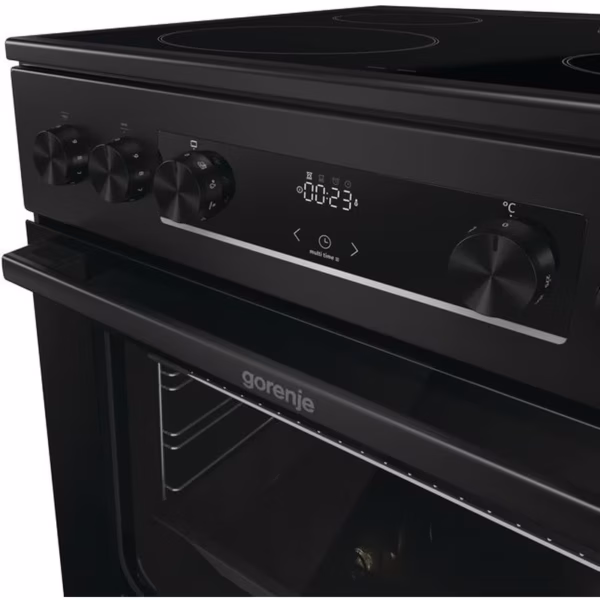 Ελεύθερη Κουζίνα 71lt, Gorenje GEC6C40BG, με Κεραμικές Εστίες, με Υδρόλυση, Π60εκ, Α, Μαύρη