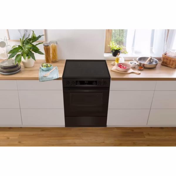 Ελεύθερη Κουζίνα 71lt, Gorenje GEC6C40BG, με Κεραμικές Εστίες, με Υδρόλυση, Π60εκ, Α, Μαύρη
