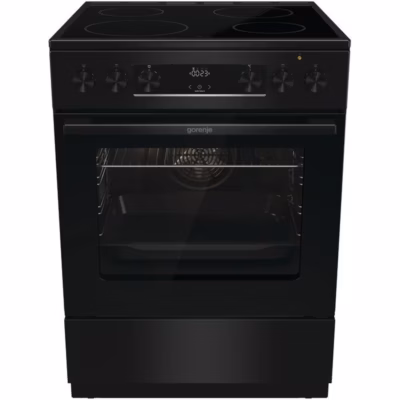 Ελεύθερη Κουζίνα 71lt, Gorenje GEC6C40BG, με Κεραμικές Εστίες, με Υδρόλυση, Π60εκ, Α, Μαύρη