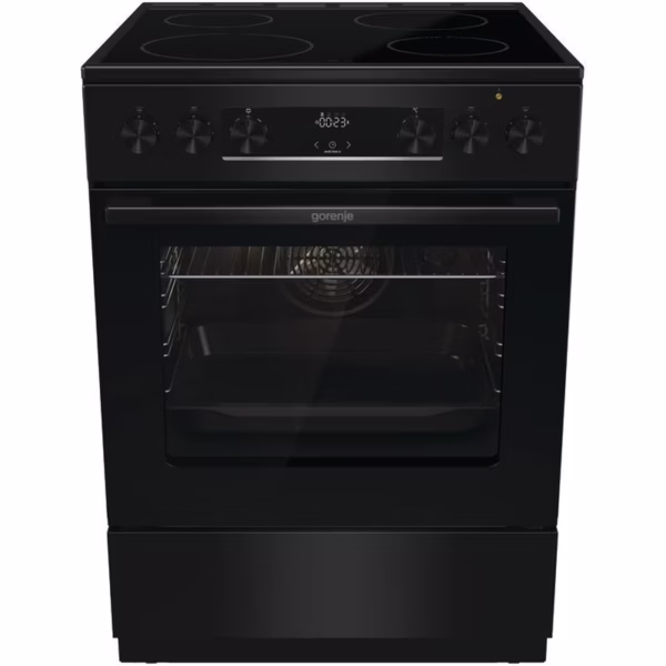 Ελεύθερη Κουζίνα 71lt, Gorenje GEC6C40BG, με Κεραμικές Εστίες, με Υδρόλυση, Π60εκ, Α, Μαύρη