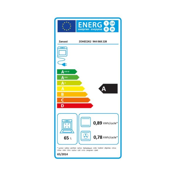 Εντοιχιζόμενος φούρνος Zanussi ZOHEE2K2 άνω Πάγκου 65lt Π59.4εκ. Μαύρος