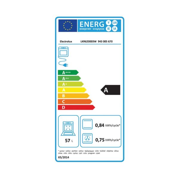 Ελεύθερη Ηλεκτρική Κουζίνα Electrolux LKR620003W με Κεραμικές Εστίες Π60εκ. Λευκή