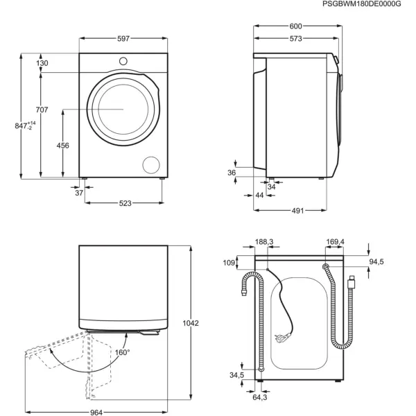 Πλυντήριο ρούχων AEG L6FBG51470 Σειρά 6000 με ProSense, Νικητής δοκιμής του Stiftung Warentest, 7,0 kg