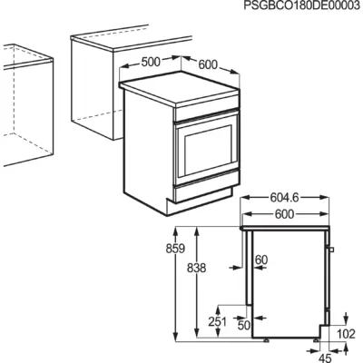 Κουζίνα με Επαγωγική Εστία AEG CIB56494BW / 50 cm / Σχάρα AirFry, Γκριλ, Οθόνη με Ρολόι, Λευκό