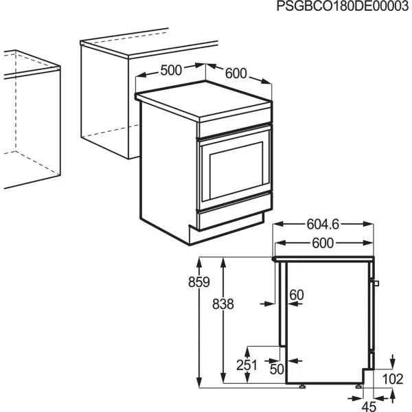 Κουζίνα με Επαγωγική Εστία AEG CIB56494BW / 50 cm / Σχάρα AirFry, Γκριλ, Οθόνη με Ρολόι, Λευκό