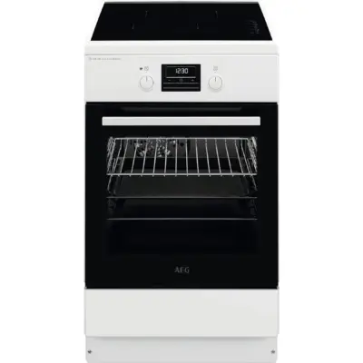 Κουζίνα με Επαγωγική Εστία AEG CIB56494BW / 50 cm / Σχάρα AirFry, Γκριλ, Οθόνη με Ρολόι, Λευκό