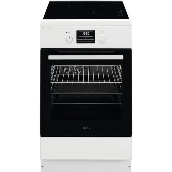 Κουζίνα με Επαγωγική Εστία AEG CIB56494BW / 50 cm / Σχάρα AirFry, Γκριλ, Οθόνη με Ρολόι, Λευκό
