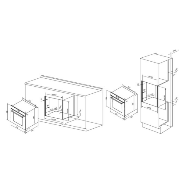 Σετ Εντοιχιζόμενος Φούρνος DAVOLINE BPDX 6012 BL, 72lt με Κεραμική εστία Davoline BVC 6005