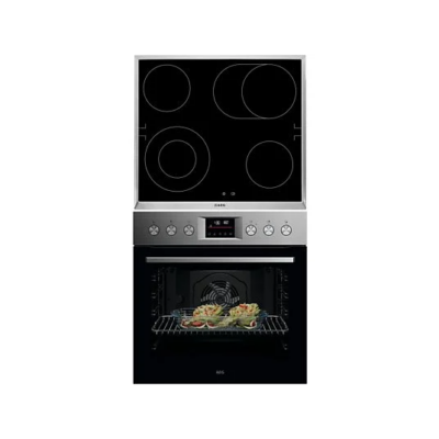 Σετ Εντοιχιζόμενος Φούρνος AEG OU5PE40SM 5000 SurroundCook®, φούρνος με πυρολυτική αυτοκαθαριζόμενη λειτουργία, συμπεριλαμβανομένης της εστίας AEG HE604062XB (θερμότητα ακτινοβολίας, A++, 72 l)