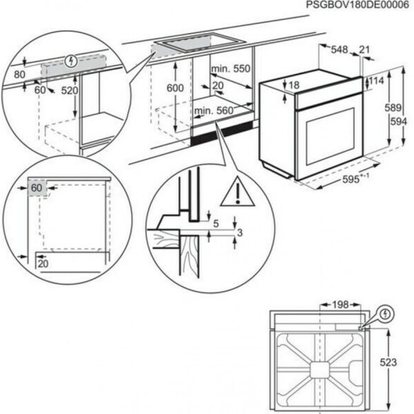 Σετ Εντοιχιζόμενος Φούρνος Zanussi ZHRN641X Κεραμική Εστία με Πλαίσιο με Zanussi ZOB33701MR Φούρνος άνω Πάγκου 72lt