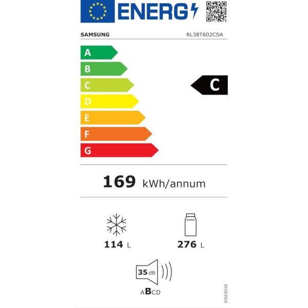 Συνδυασμός ψυγείου/καταψύκτη Samsung RL38T602CSA, Ύψος 203 cm, 390 L, Εμφάνιση ανοξείδωτου χάλυβα, No Frost+