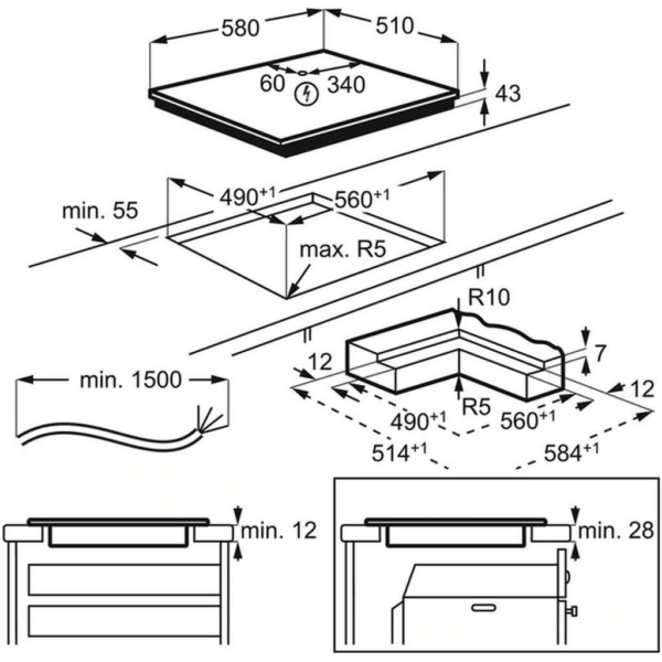 Κεραμική Εστία Αυτόνομη AEG HK654070IB / 60 cm - μαύρο κεραμικό γυαλί