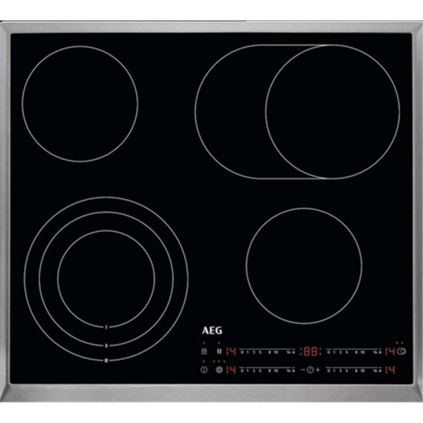 Αυτόνομη γυάλινη κεραμική εστία AEG HRB64479XB / 60 cm / Πλαίσιο από ανοξείδωτο ατσάλι