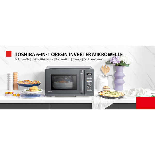 Φούρνος μικροκυμάτων Toshiba MW3-AC26SFI(MG) με γκριλ και ζεστό αέρα 6 σε 1 με ατμομάγειρα 26L