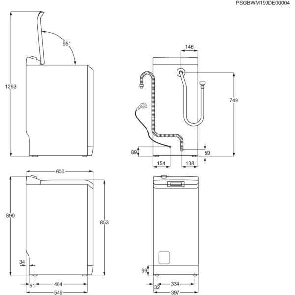 Πλυντήριο ρούχων με άνω φόρτωση AEG Lavamat LTR8E81379, ProSteam®, 7kl, Λευκό