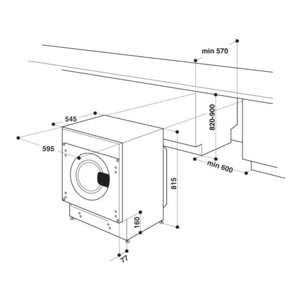 Εντοιχιζόμενο Πλυντήριο Ρούχων, 7 kg, Bauknecht BI WMBG 71483E DE N, Πολλαπλή Προστασία Νερού