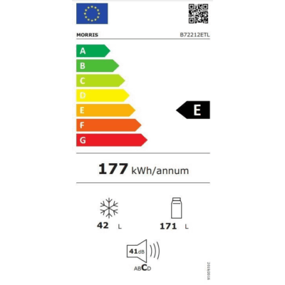 MORRIS Ψυγείο Δίπορτο 213lt Υ144xΠ57xΒ54εκ. Μαύρο B72212ETL